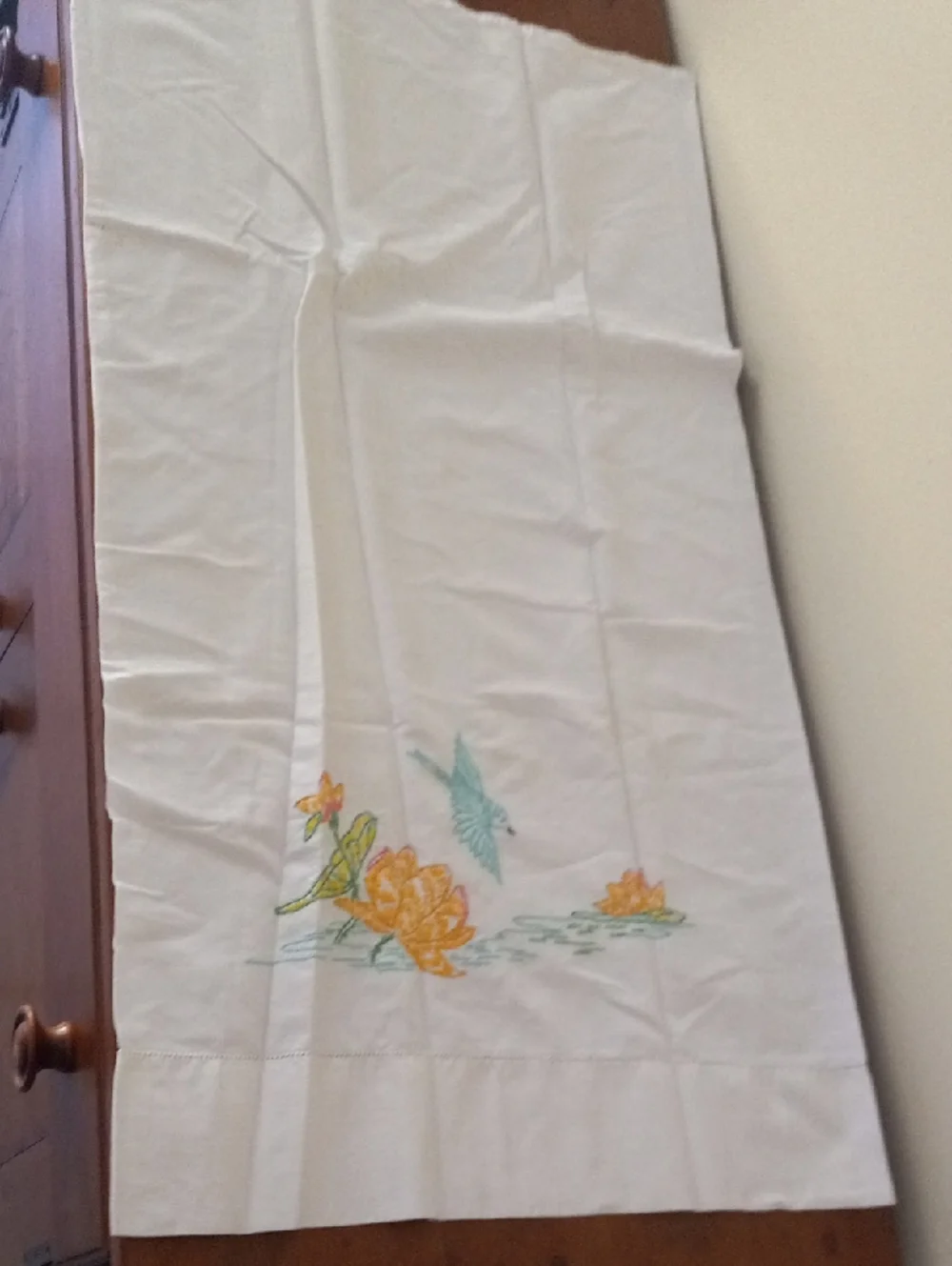 Embroidered Bird & Lotus Pillowcase Set Queen Size
